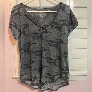 Grey camo scoop neck top size M